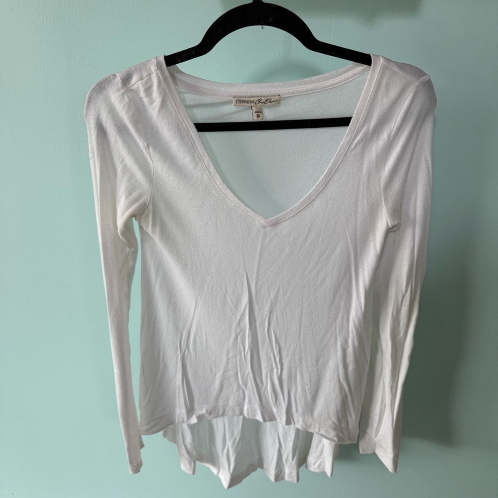 Express One Eleven Women's White Long Sleeve Layering Top Size Extra Small